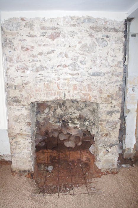 Fireplace during renovations
